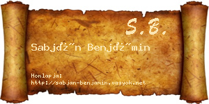 Sabján Benjámin névjegykártya