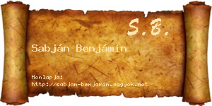 Sabján Benjámin névjegykártya
